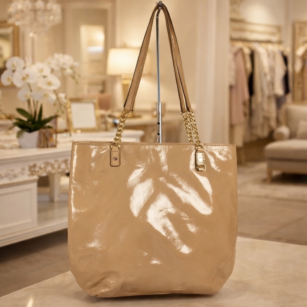 MICHAEL Michael Kors Jet Set Chain Shoulder Bag Shiny Tan Nude Tote Purse